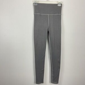 ONA By Yoon Chung Women's Rib Foil High Waisted Ribbed Leggings Size Medium Gray